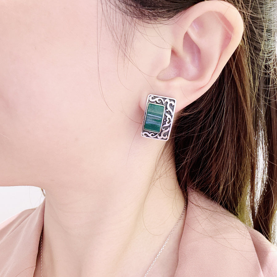 Matte Sliver rectangle Jade Earrings