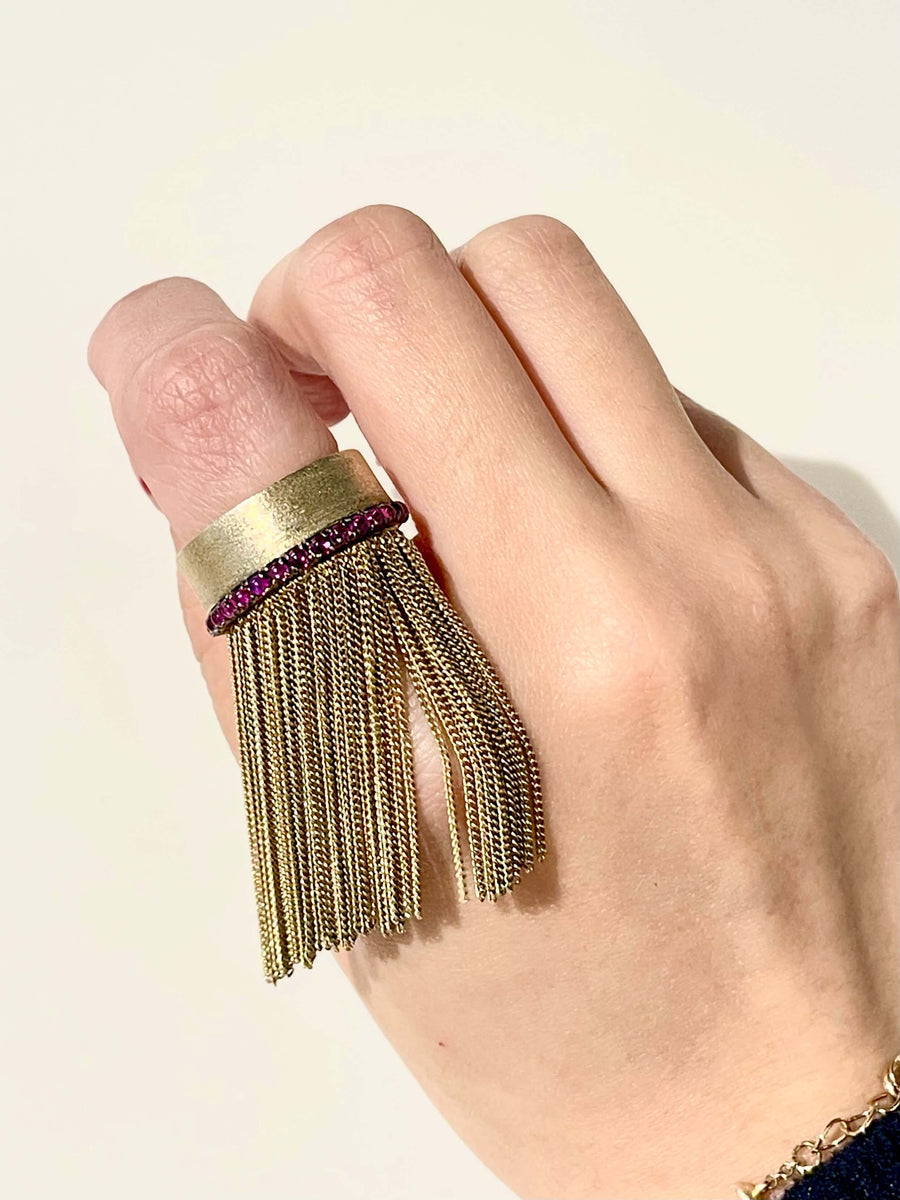 Matte Gold Fringe Ring