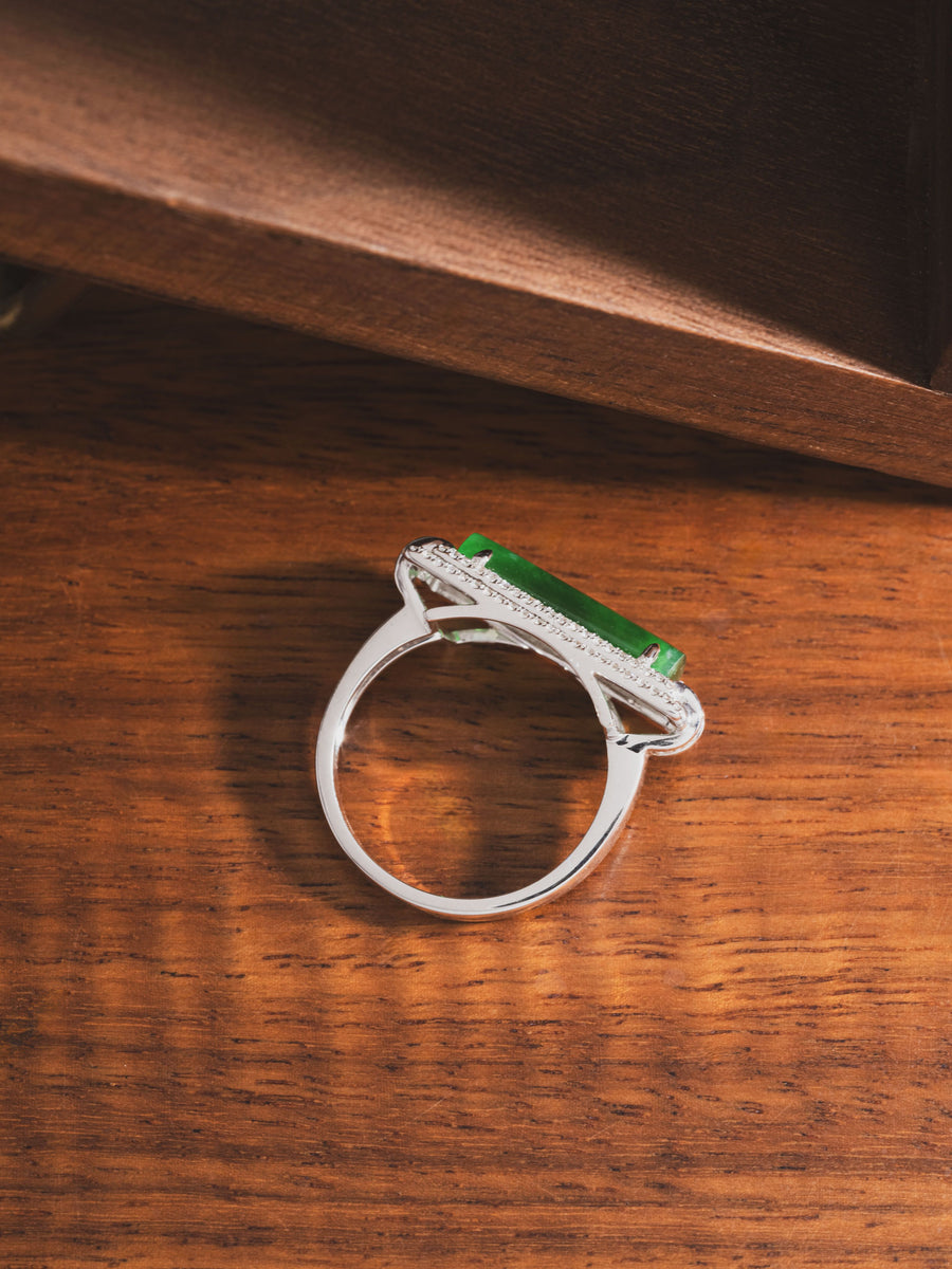 18K Diamond Jade Ring