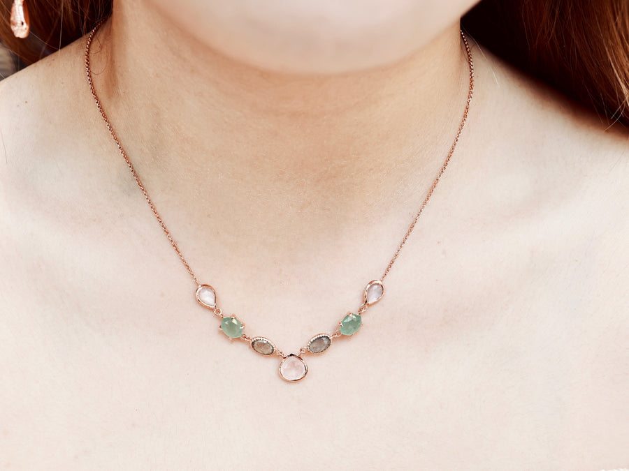 Mini Gemstone Necklace (Rose Gold)