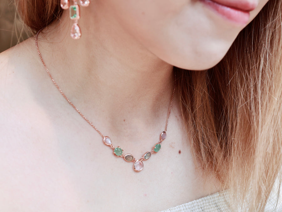 Mini Gemstone Necklace (Rose Gold)