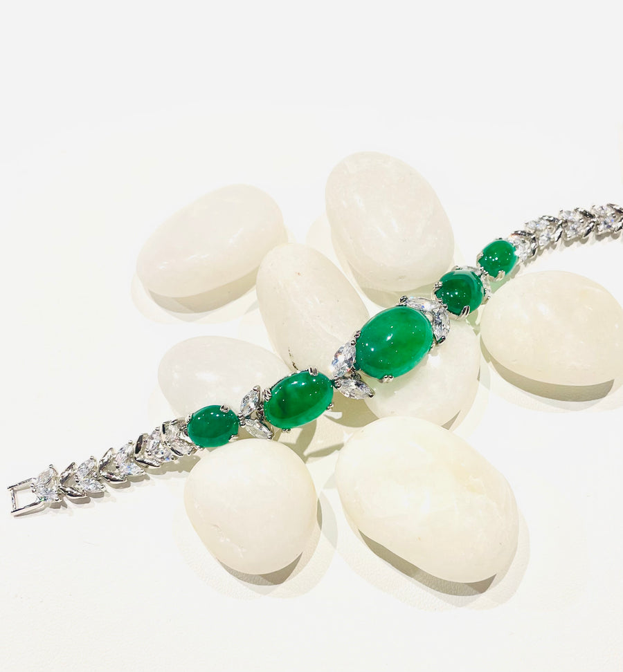 Oval Shape Green Onyx Bracelet