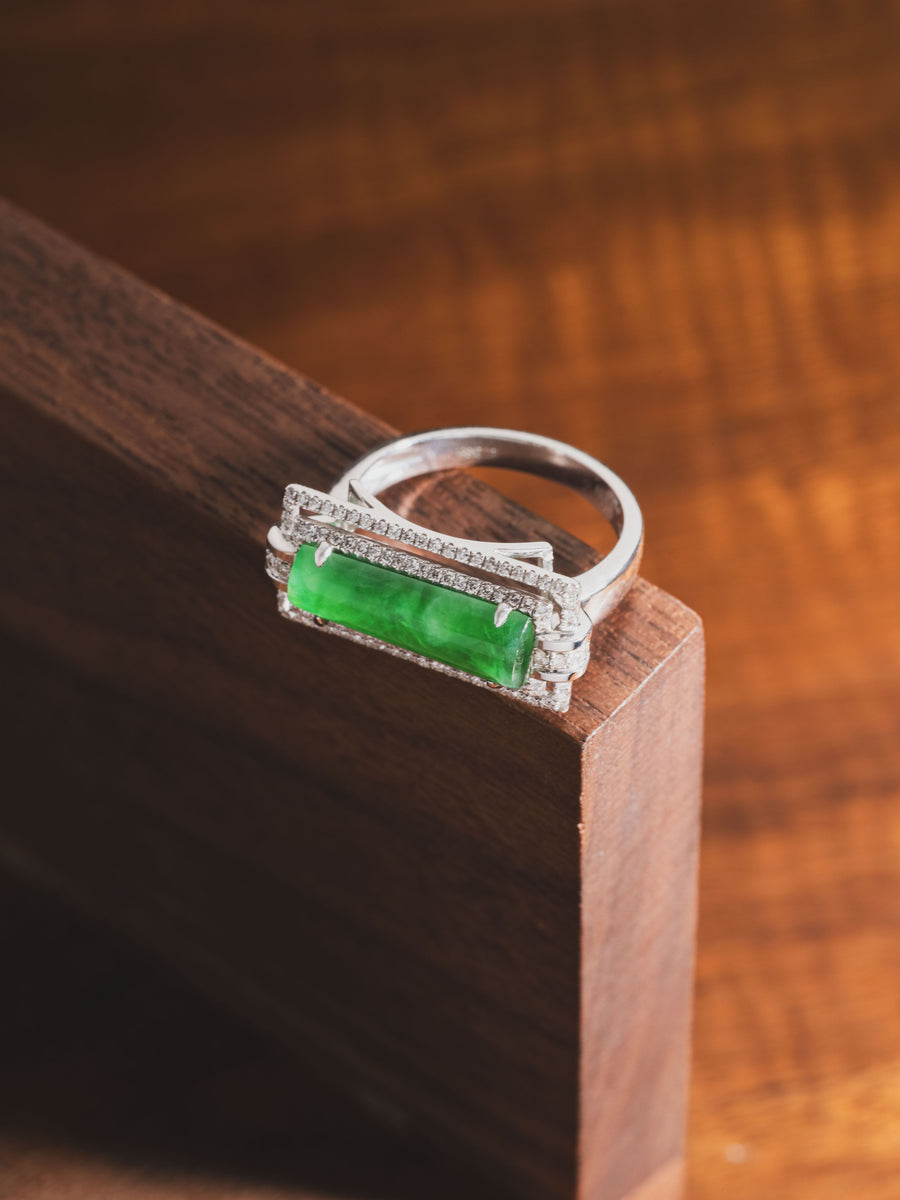 18K Diamond Jade Ring