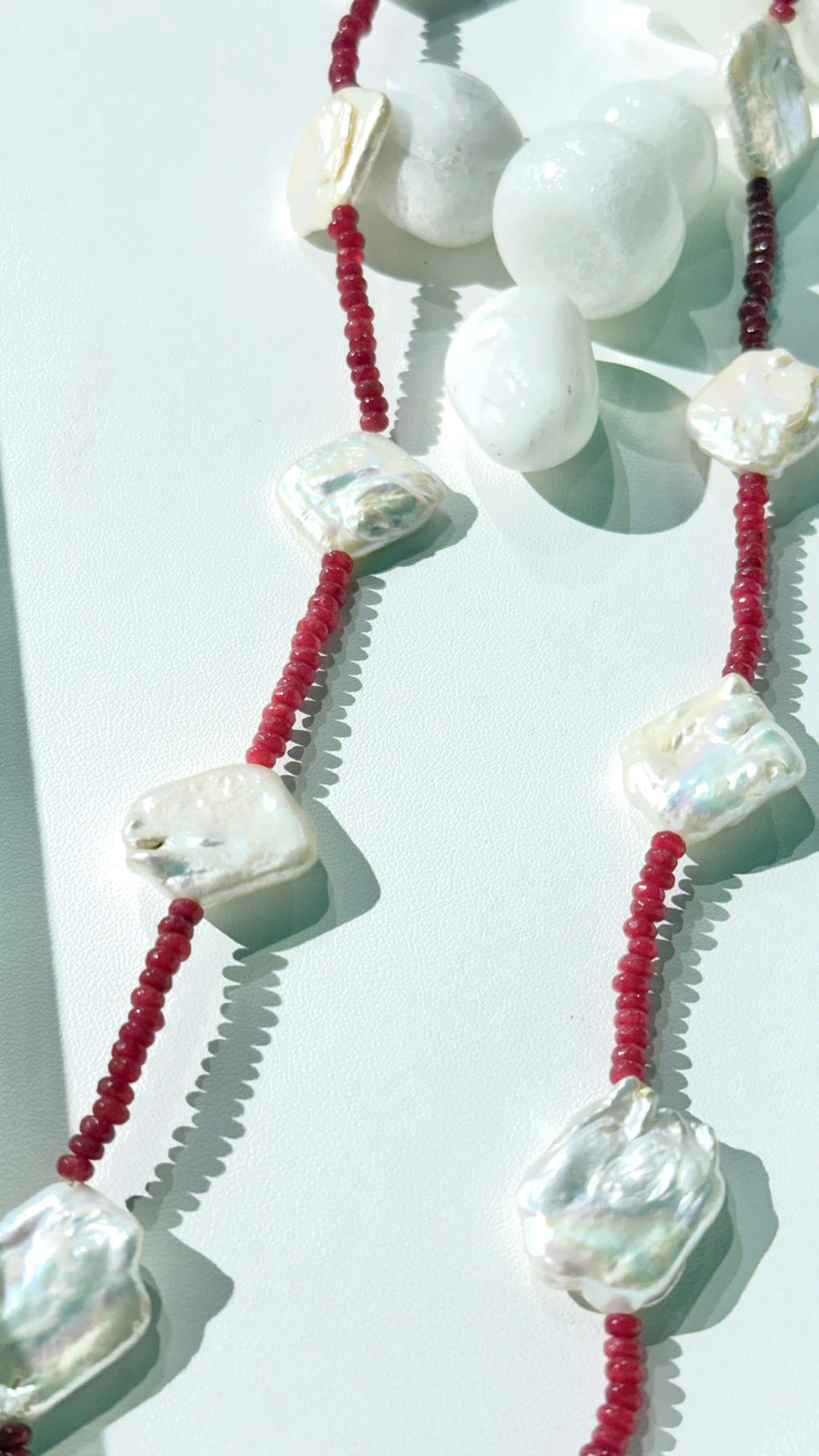 Ruby Irregular Pearl Necklace