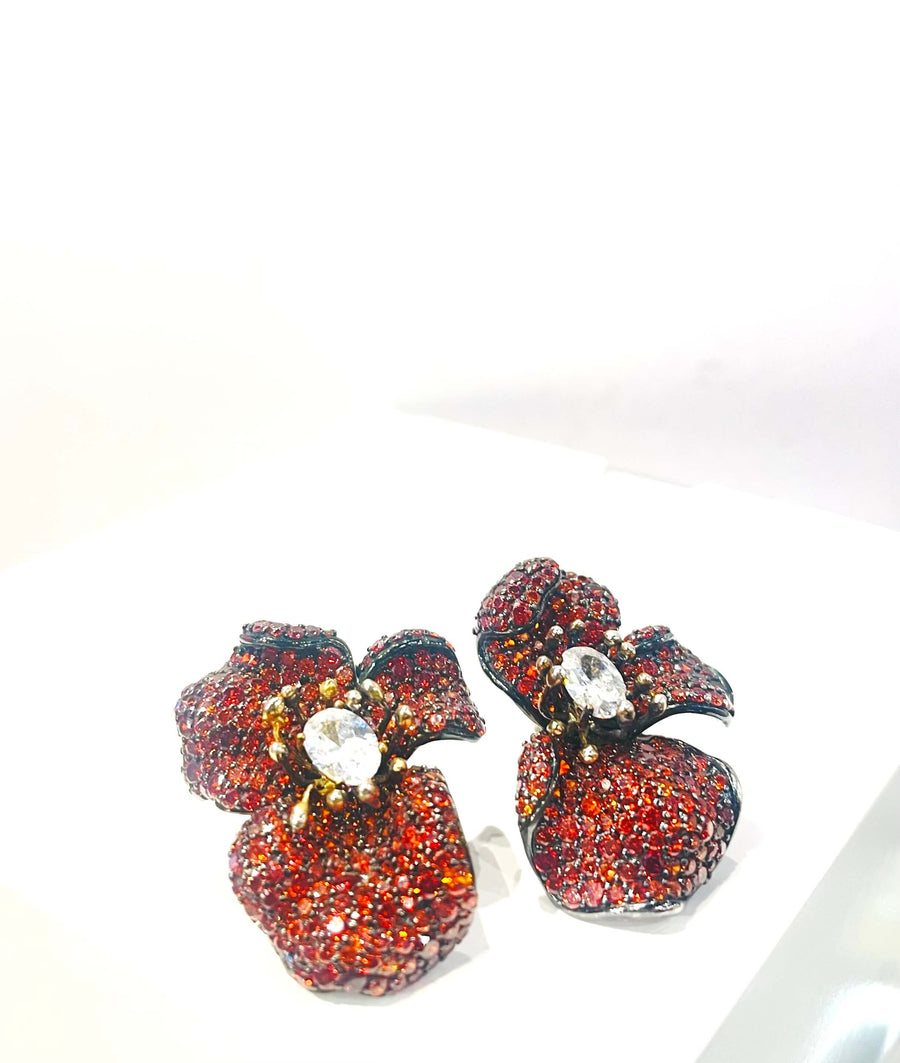 Orange Flower Bloom Earrings