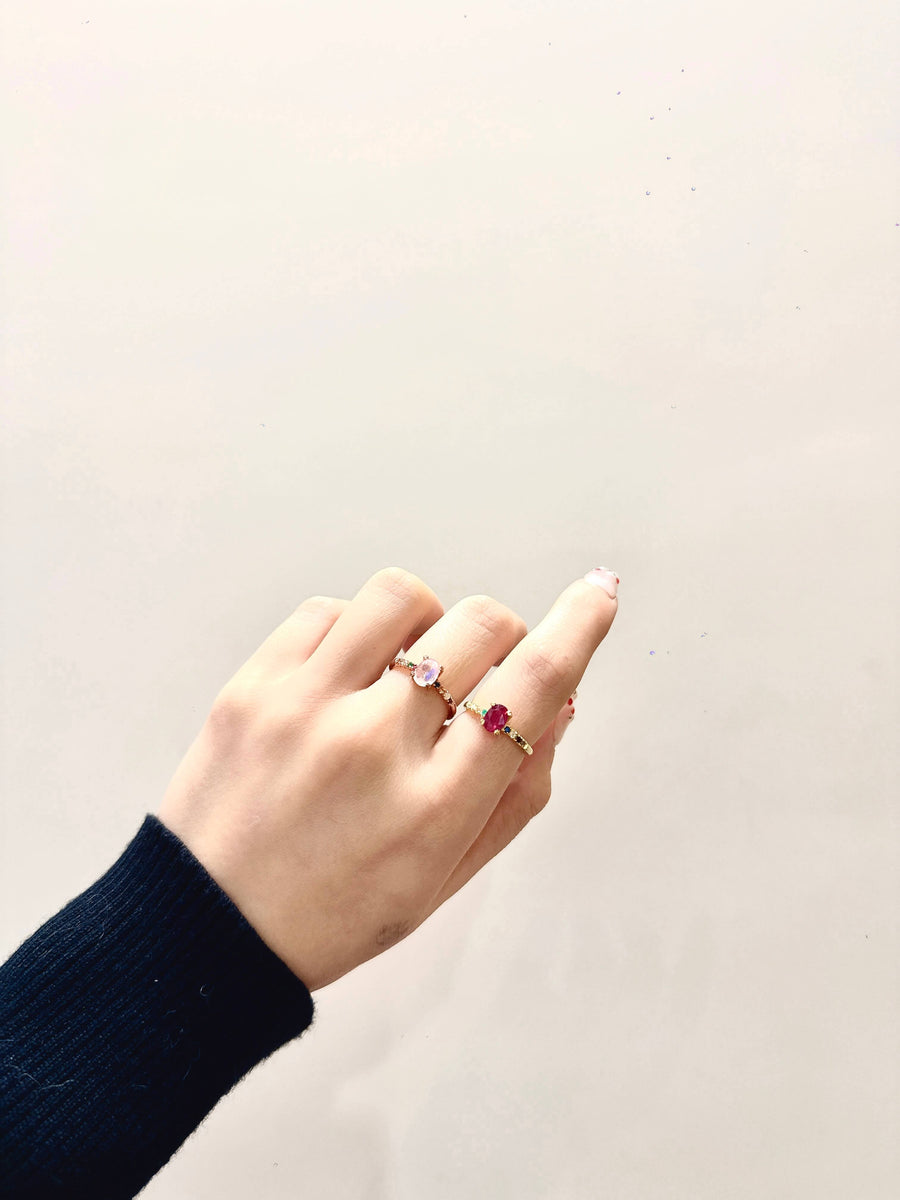 R25108 Moonstone Ruby Ring