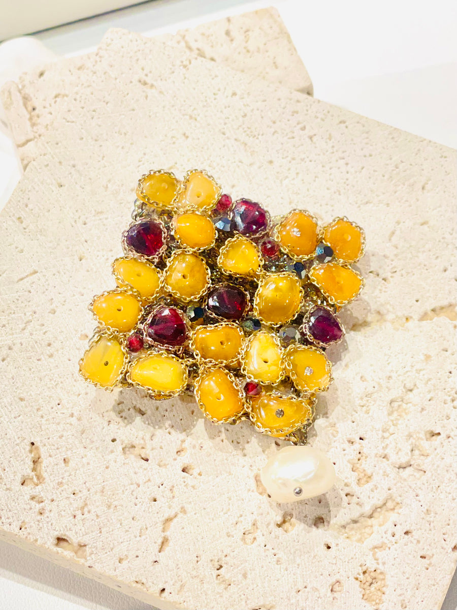 Yellow Gem Stone Brooch