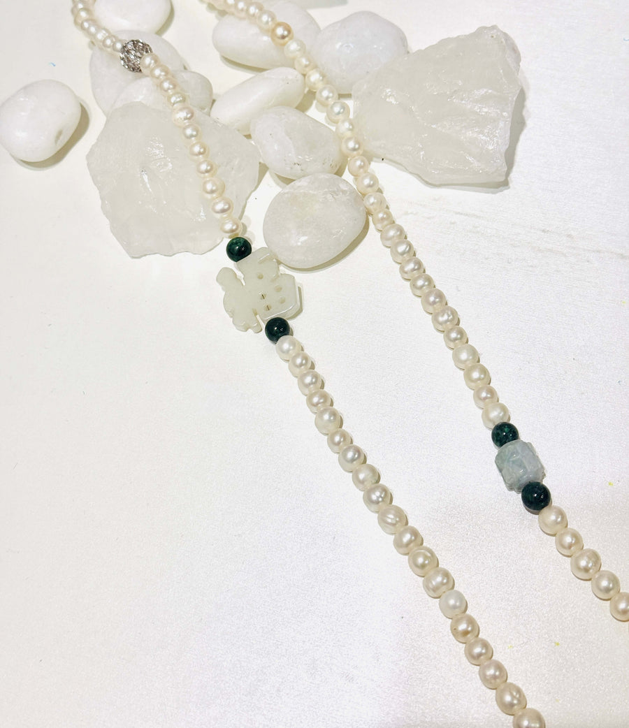 福 Blessing Jade Pearl Necklace