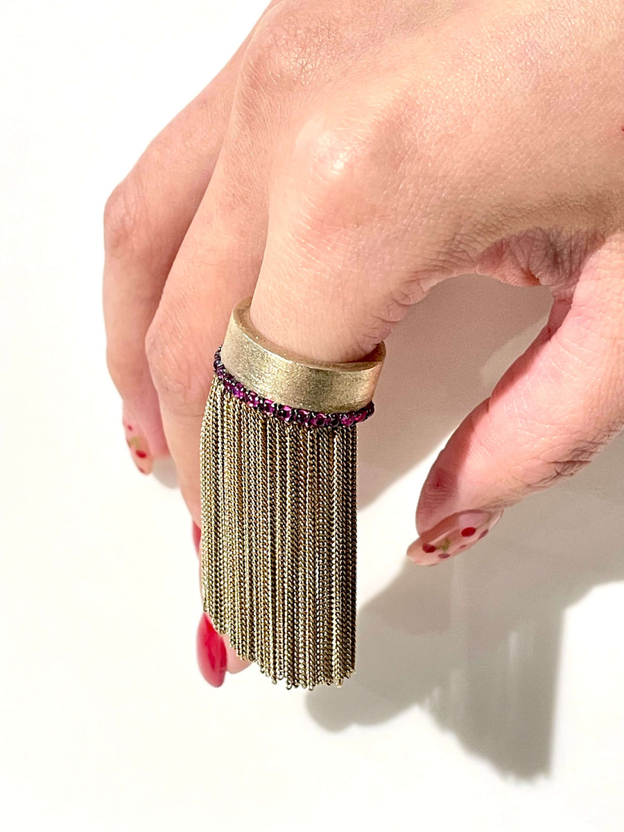 Matte Gold Fringe Ring