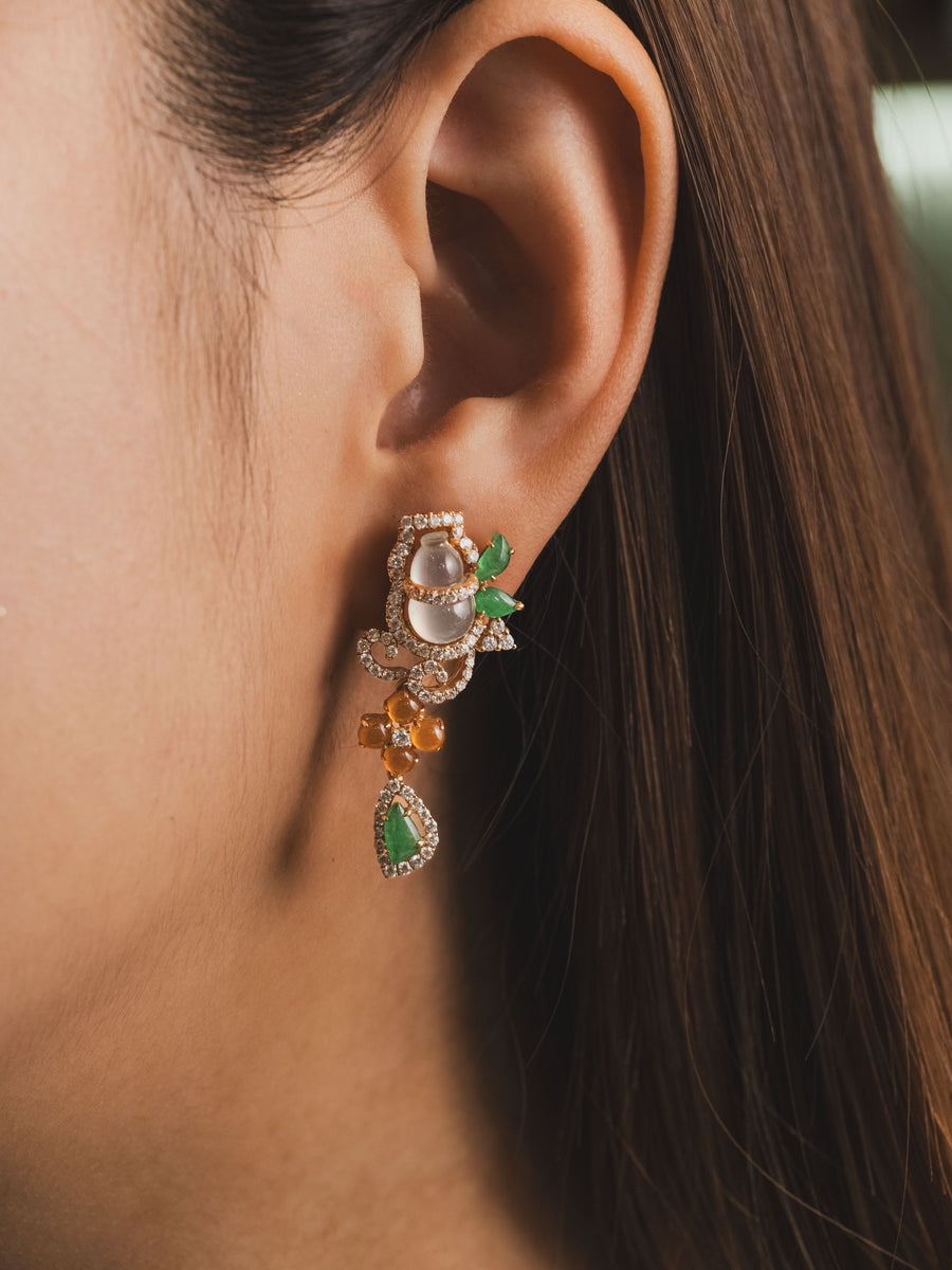 18K White Jade Earringsc