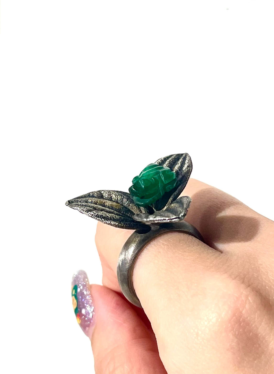 Three-leaf Toad Jade Ring