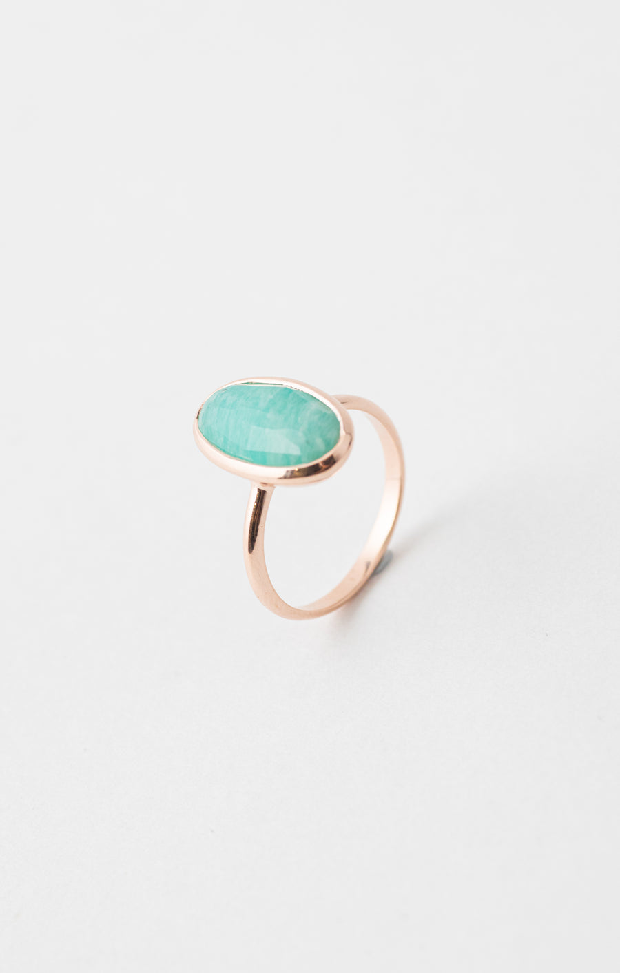 Large Oval Amazonite Ring  (Rose Gold)