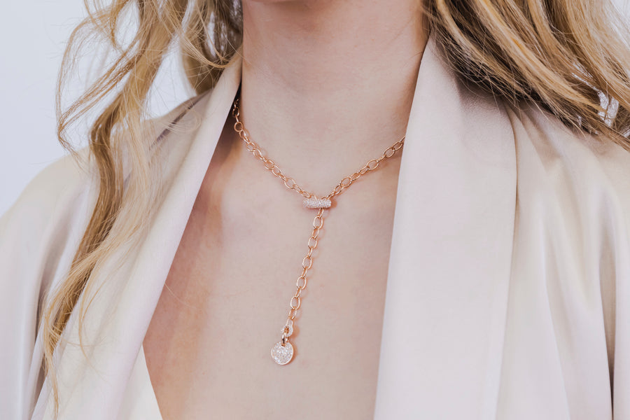 Chain Necklace with Medal (clippable) (Sliver/Rose Gold)