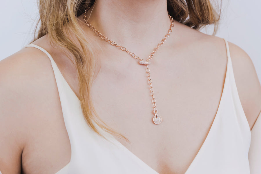 Chain Necklace with Medal (clippable) (Sliver/Rose Gold)