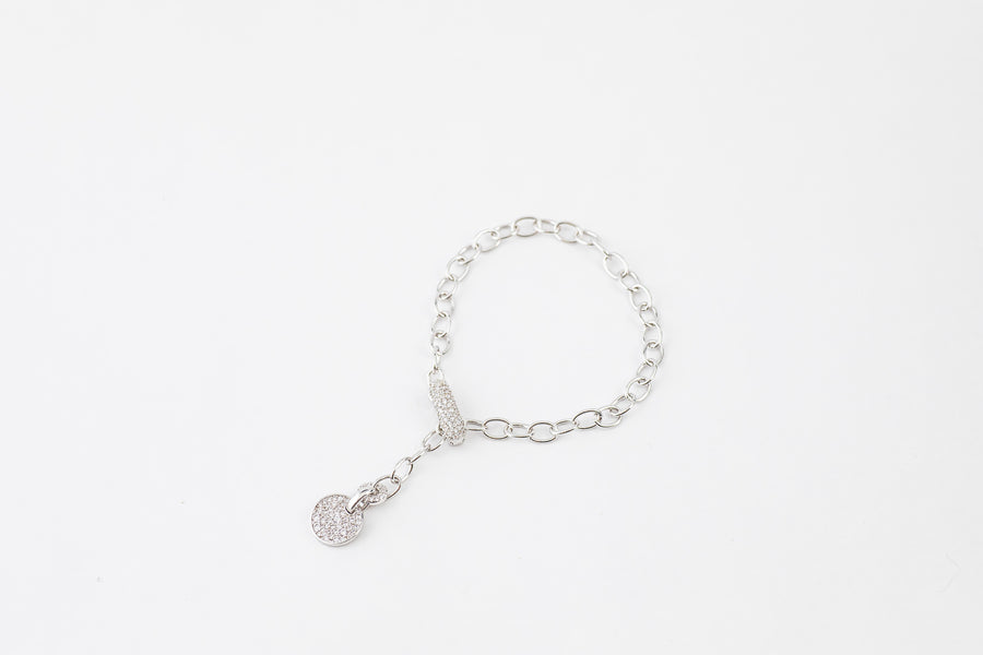 Chain Bracelet with Medal(clippable) (Sliver/Rose Gold)