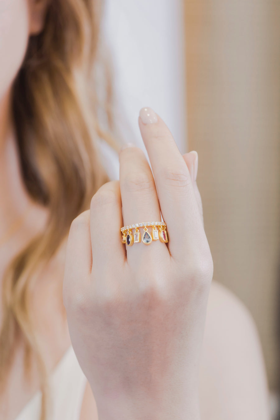 Multi Cut Rainbow Ring (Gold)