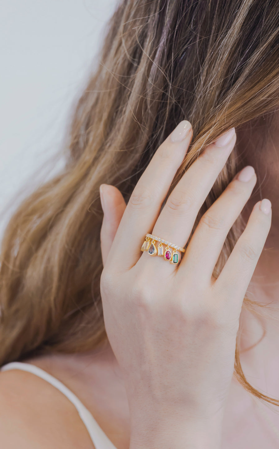 Multi Cut Rainbow Ring (Gold)