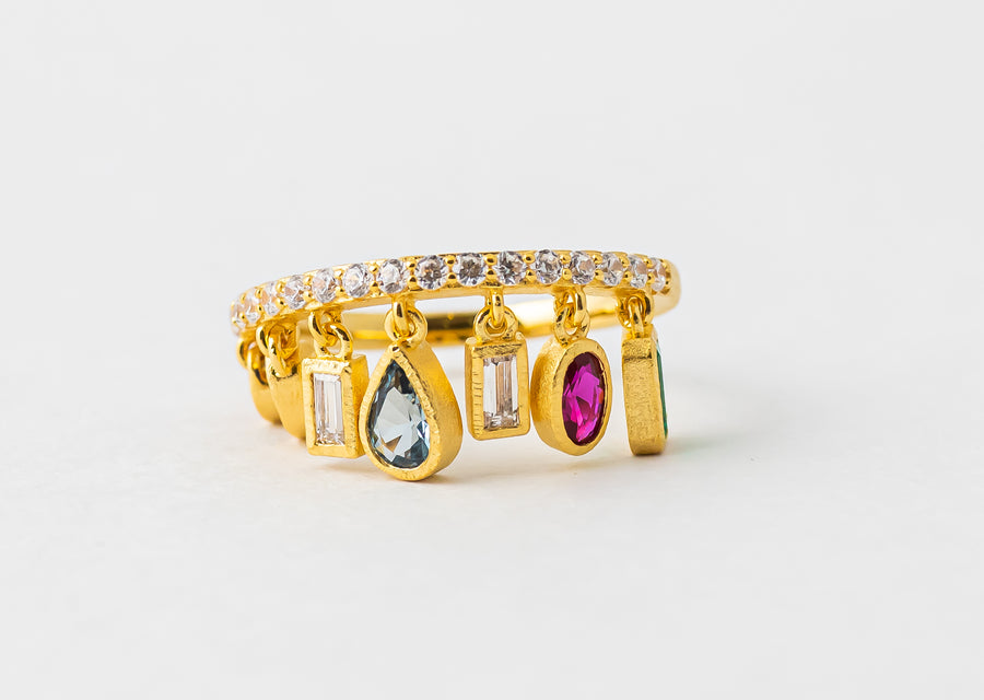 Multi Cut Rainbow Ring (Gold)