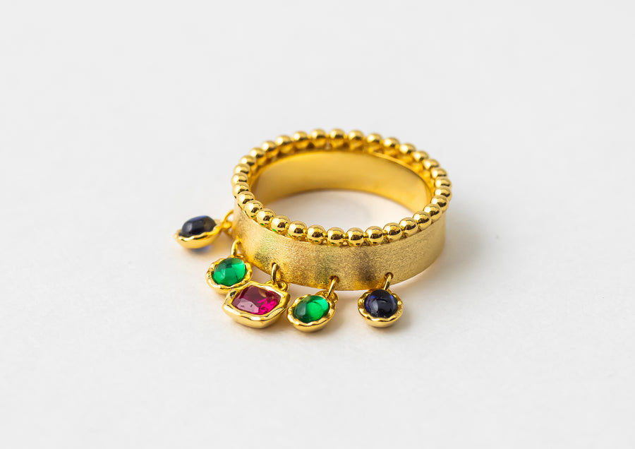 Multi Cut Rainbow Ring (Thick) (Gold)