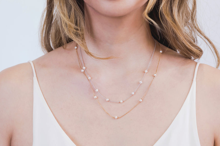 Mini Pearl Necklace (Silver/Gold)