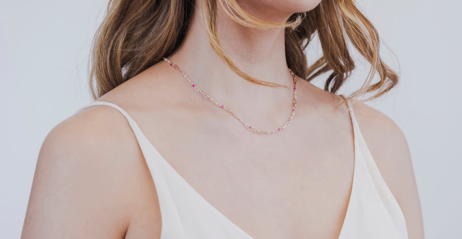 Gemstone Necklace (Rose Gold)