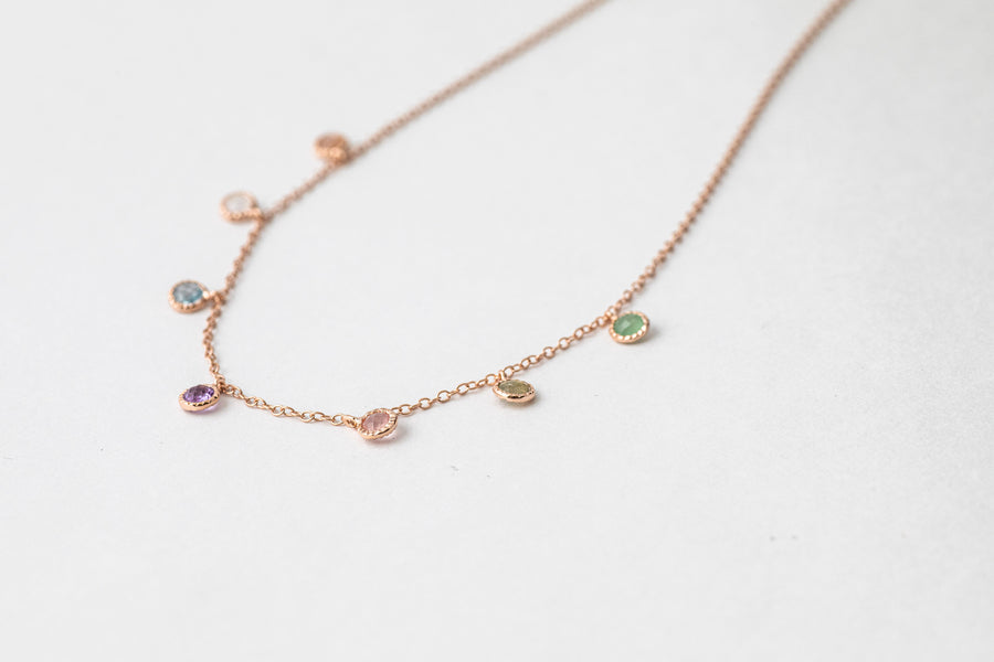 Mini Gem Necklace (Rose Gold)