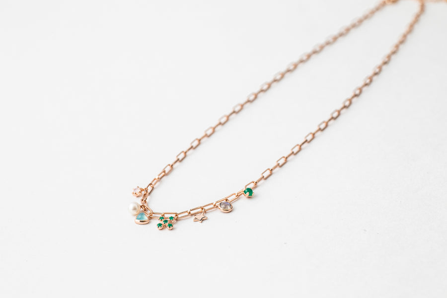 Mini Lucky Star Heart Chain Necklace (Rose Gold)