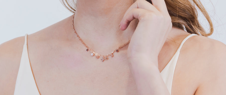 Mini Lucky Star Heart Chain Necklace (Rose Gold)