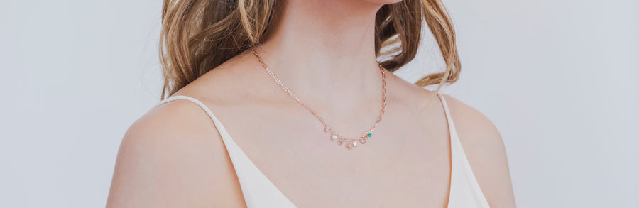 Mini Lucky Star Heart Chain Necklace (Rose Gold)