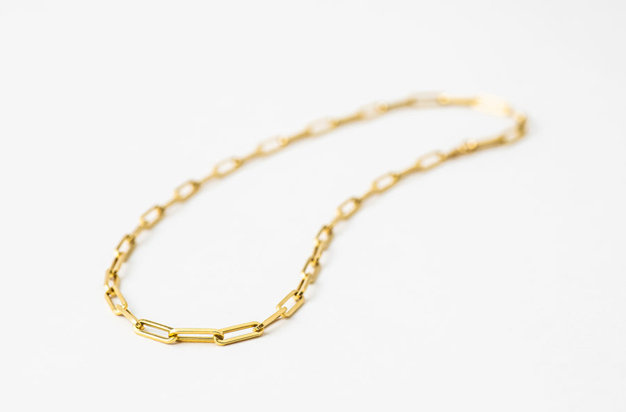 18k Solid Gold Chain Choker (Gold)