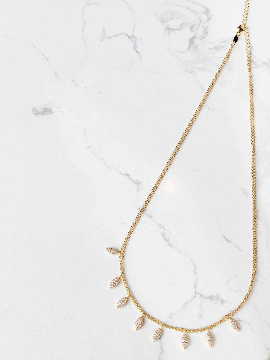 Mini Drop Double Chain Necklace (Gold)